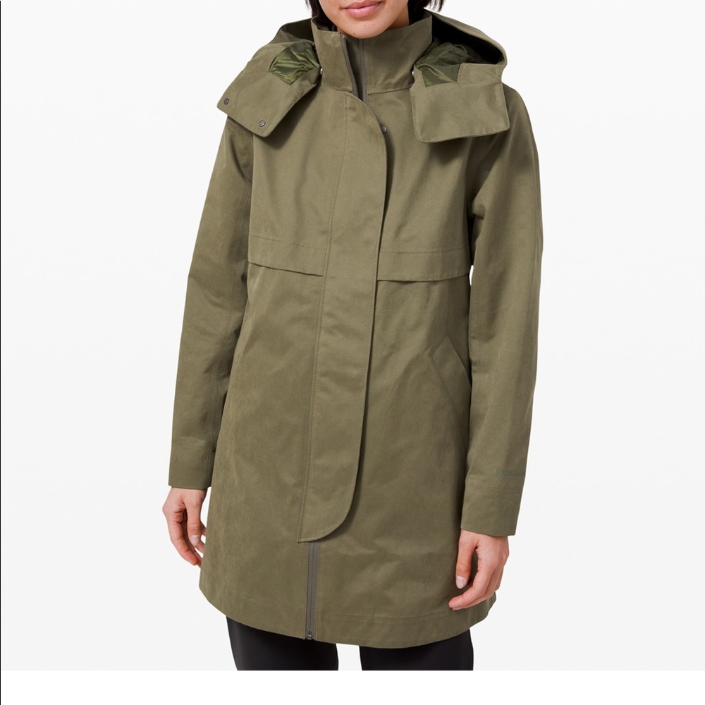 NWT Lululemon Rain Shaker Trench Olive Green 2
